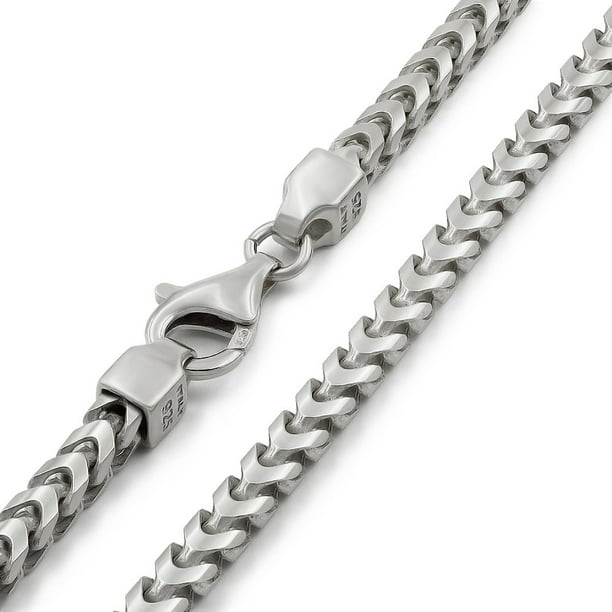 Sterling World Unisex .925 Silver 2.5MM Solid Franco Chain Necklace 